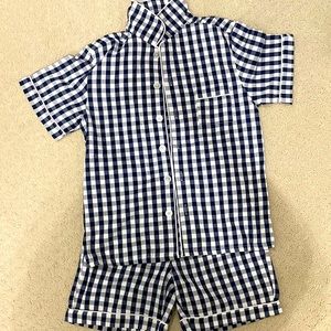 Petite Plum Blue Gingham Short Pajamas Size 8